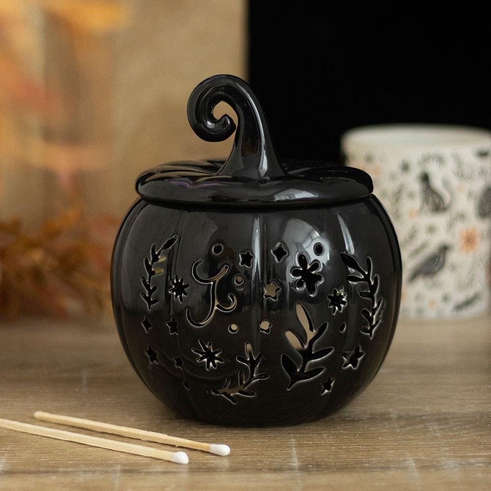Something Different - Black Folk Pumpkin and Wax Warmer Oliebrander - Zwart